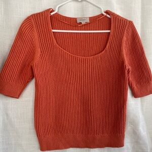 LOFT Ribbed Knit Sweater Elbow Sleeve 100% Cotton